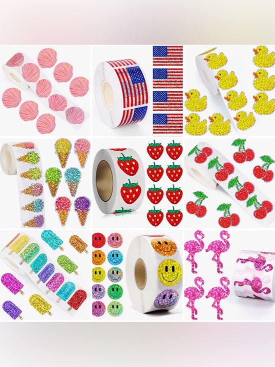 Other - Holographic Glitter Sticker Rolls of 100 - Choose 1